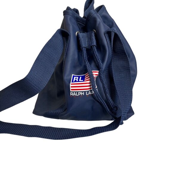 Ralph Lauren Polo Sport Navy Blue Drawstring Bucket Bag Y2K 90's - Picture 1 of 9